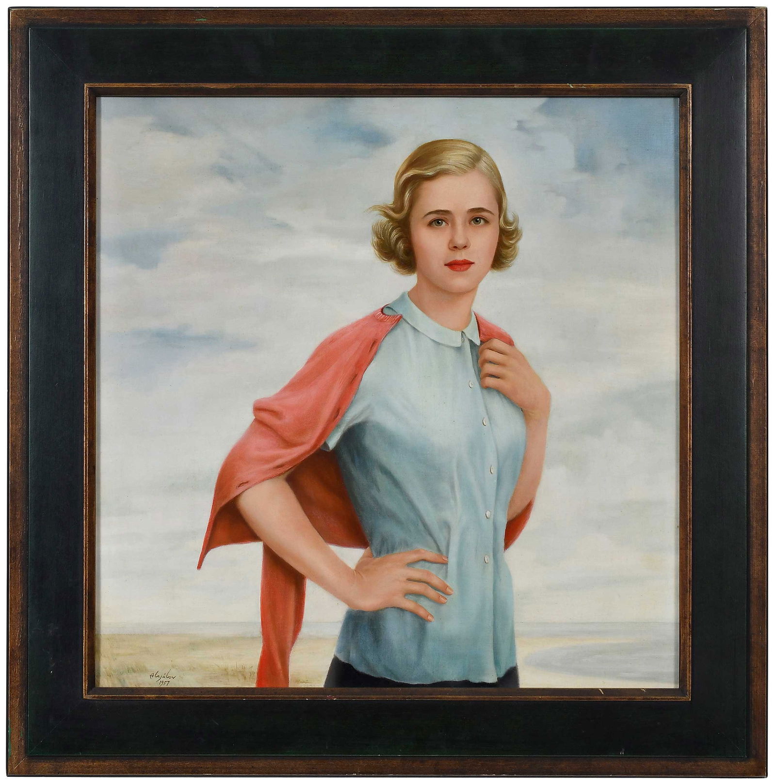 Constantin Alajalov, Bush Family Provenance: 1900-1987) Provenance: Estate of Flora Bush Jansing, First Cousin of George H.W. Bush Portrait of Mrs. Flora Bush Jansing, 1957, signed and dated lower left "Alajalov 1957", oil on canvas, 20 x 20 in.