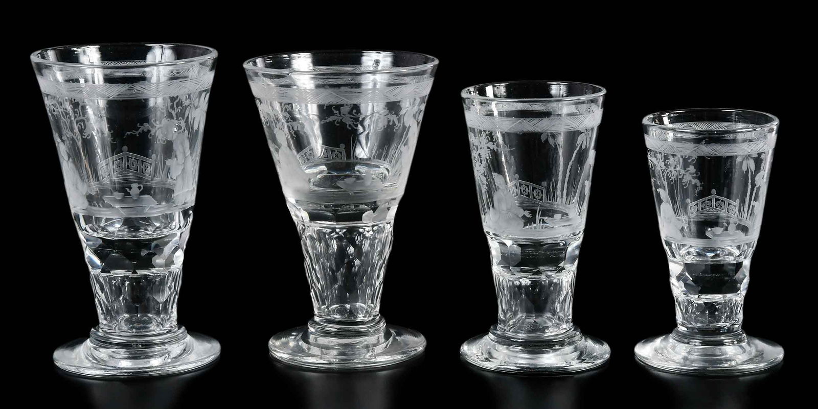 Set of 43 Chinoiserie Decorated Firing Glasses, Bush Family Provenance (1 of 7)