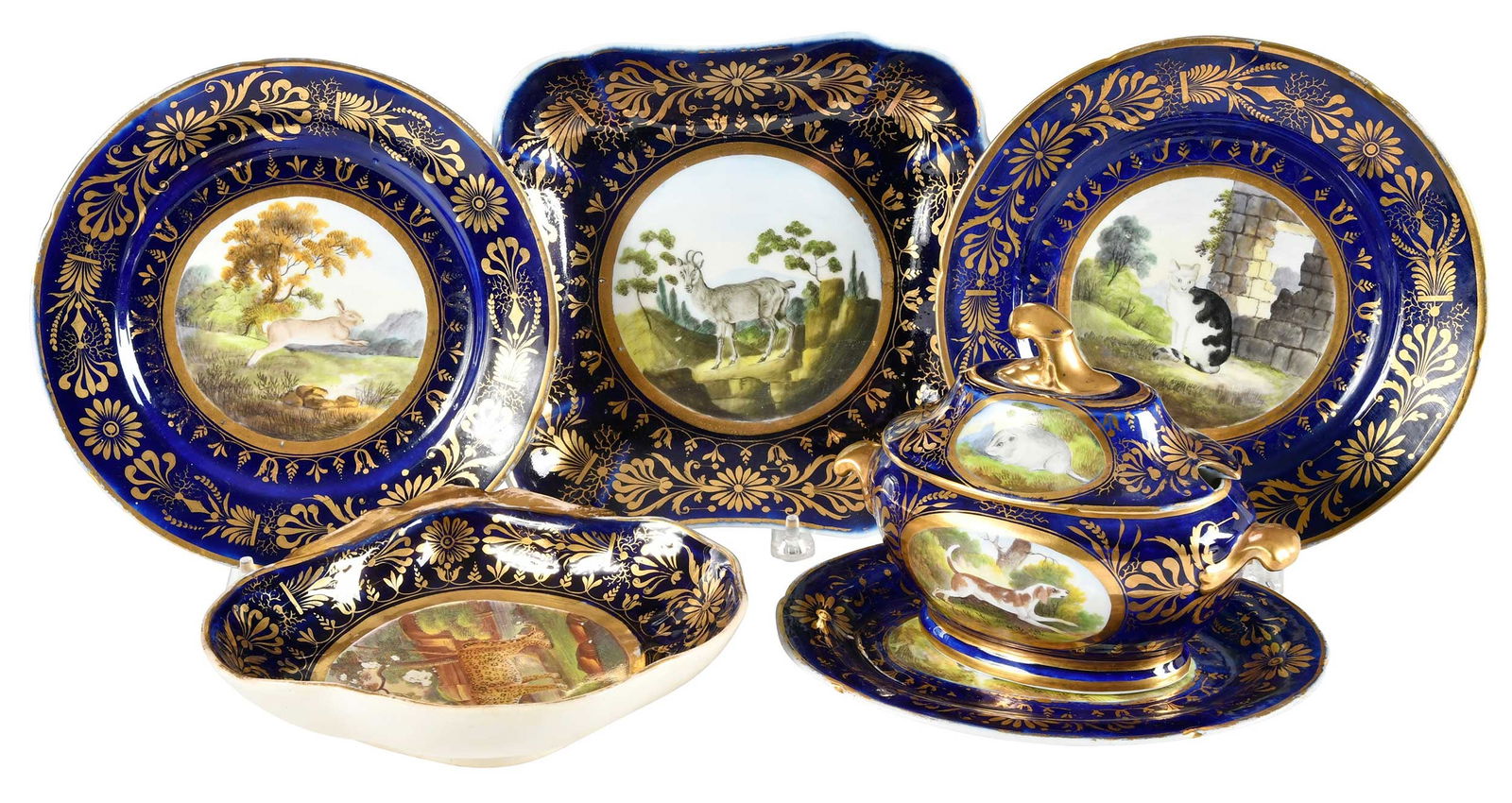 Rare Large Group of Coalport Porcelain in Animal Service Pattern, 27 pieces, Bush Family Provenance (1 of 11)