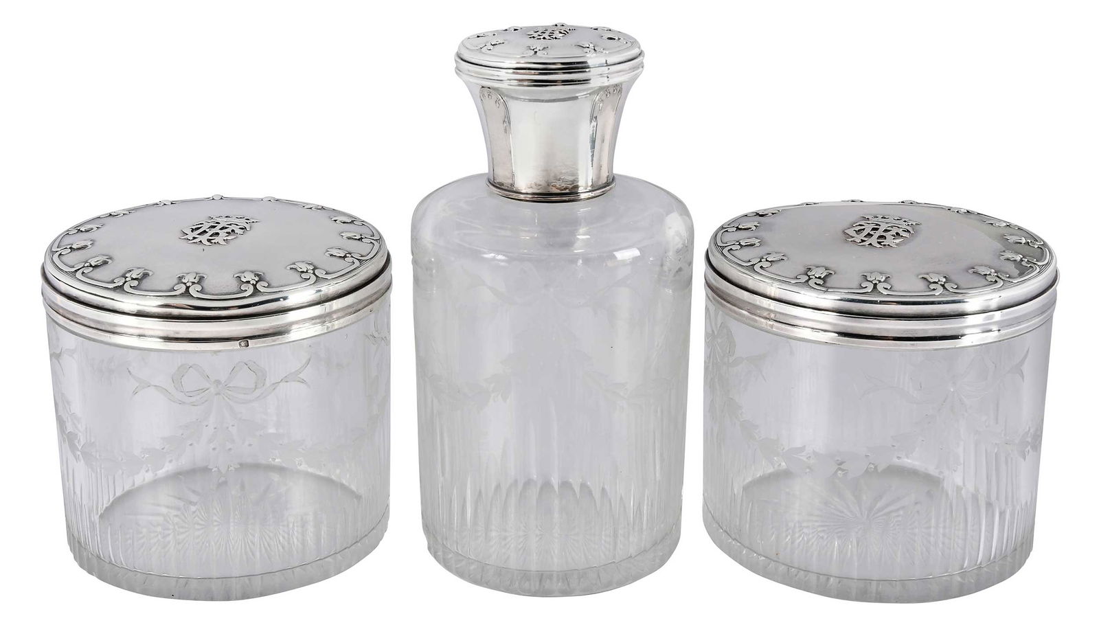 Three Glass and French Silver Dresser Jars, Bush Family Provenance (1 of 7)