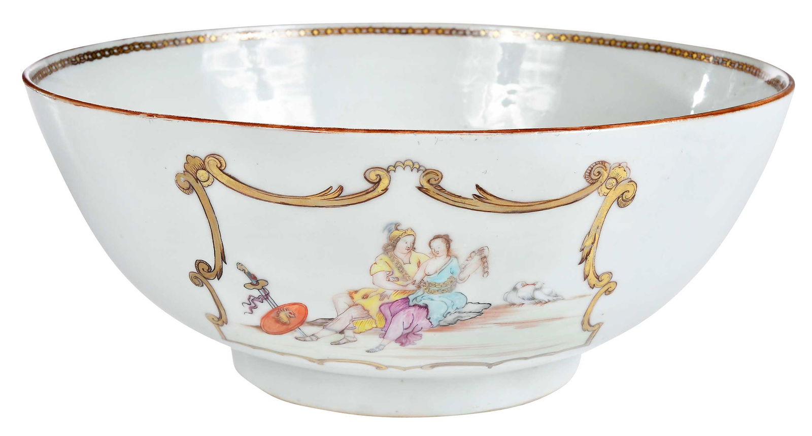 Chinese Export Enamel Decorated Porcelain Punch Bowl (1 of 12)