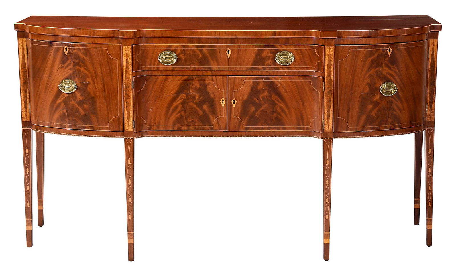 Fine American Federal Inlaid Mahogany Serpentine Sideboard (1 of 11)
