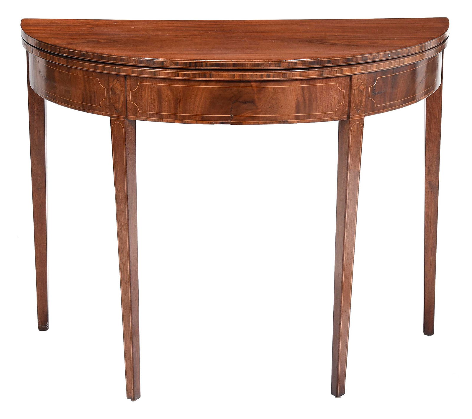 Mid Atlantic Inlaid Mahogany Demilune Card Table (1 of 6)