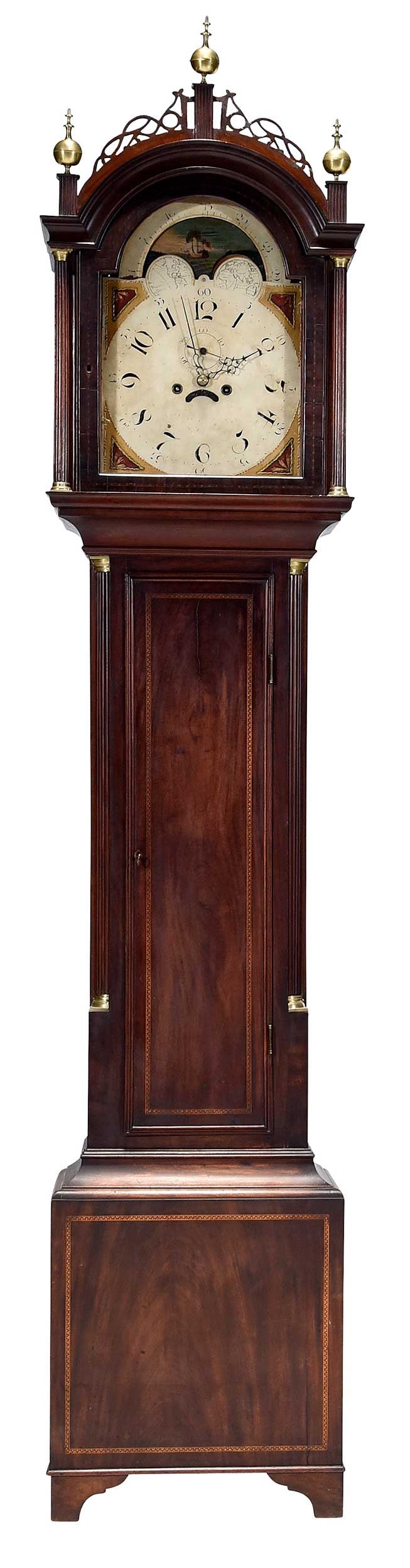 New England Federal Inlaid Mahogany Tall Case Clock, Lebbeus Bailey (1 of 17)