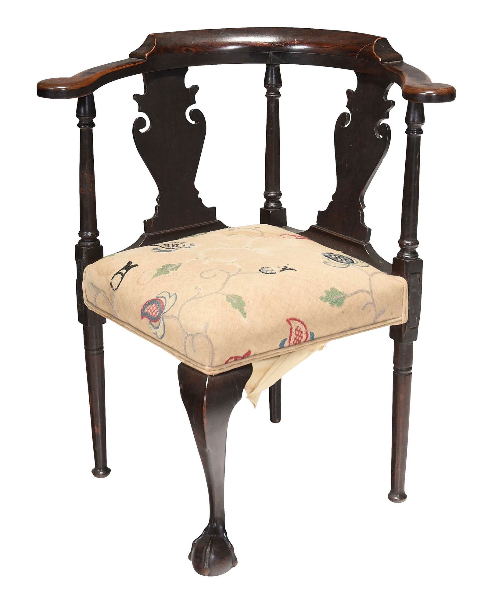 American Queen Anne Walnut Corner Chair (1 of 6)