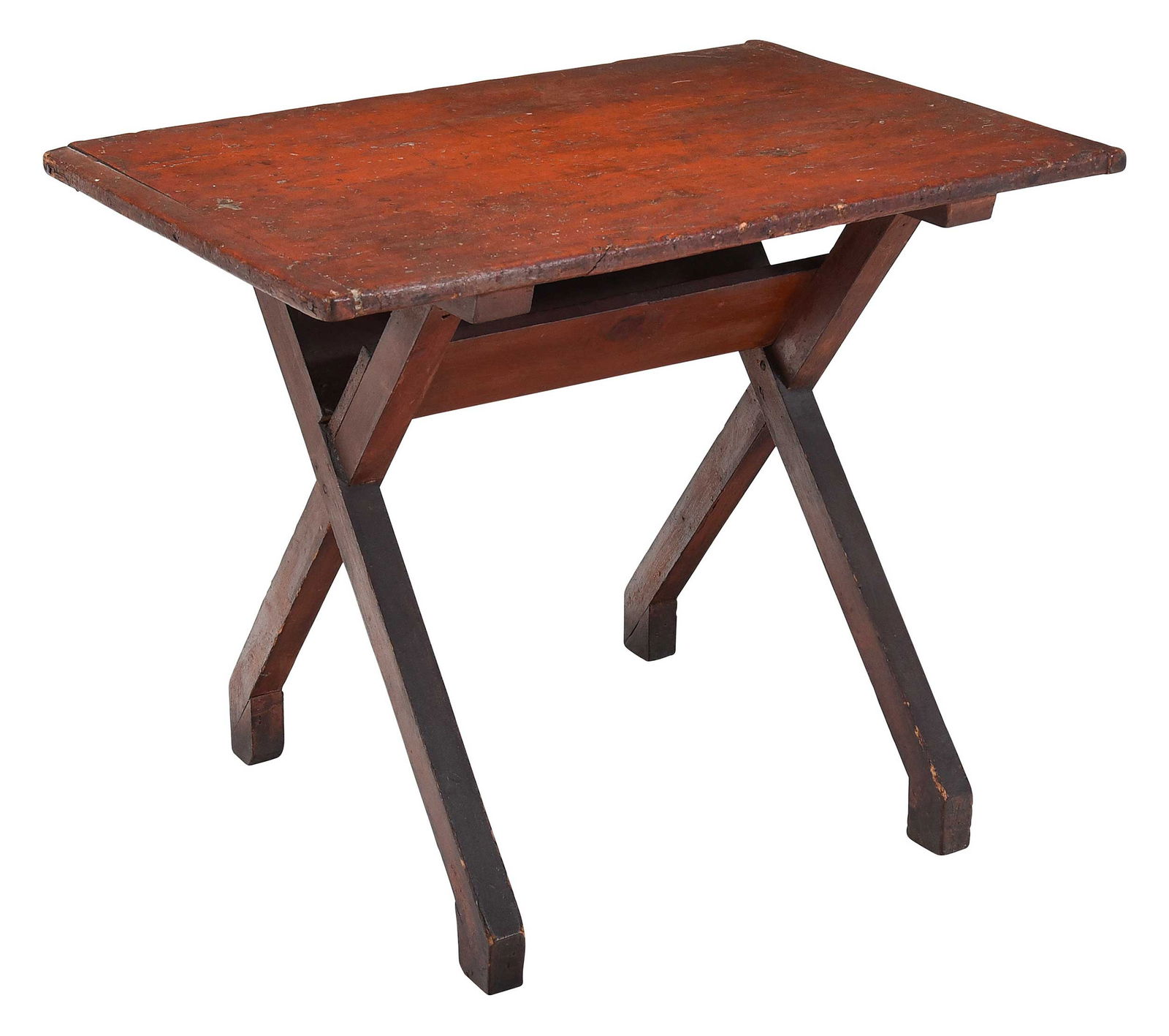 New England Red Painted White Pine Saw Buck Table (1 of 6)