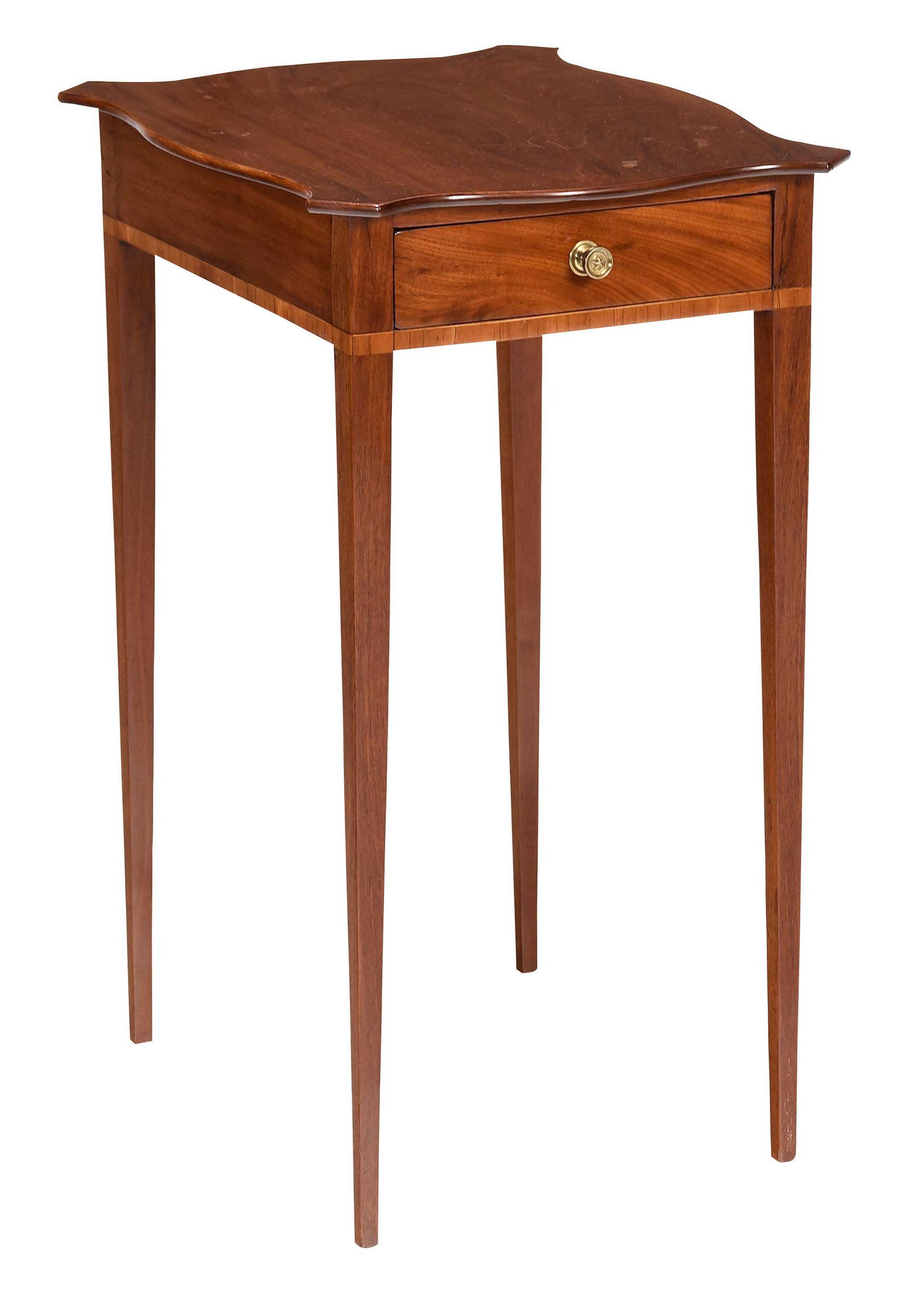 Massachusetts Federal Figured Mahogany Side Table, Turtle Back Top (1 of 13)