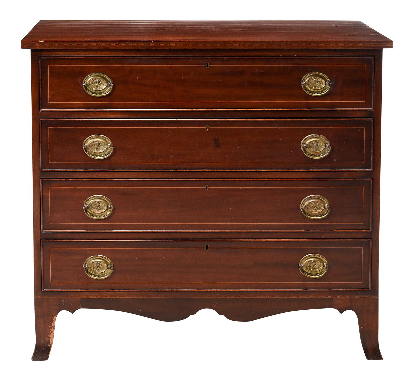American Federal Style Inlaid Mahogany Chest of Drawers (1 of 9)