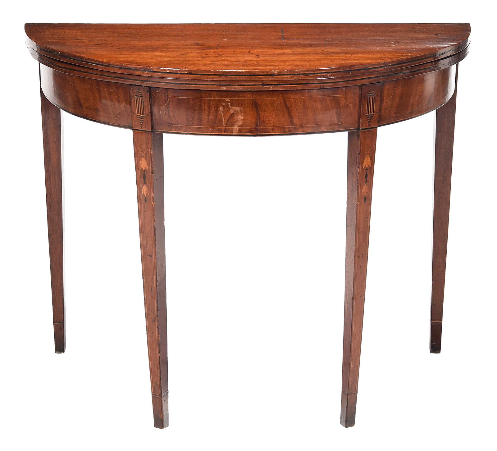 American Federal Inlaid Mahogany Demilune Card Table (1 of 8)
