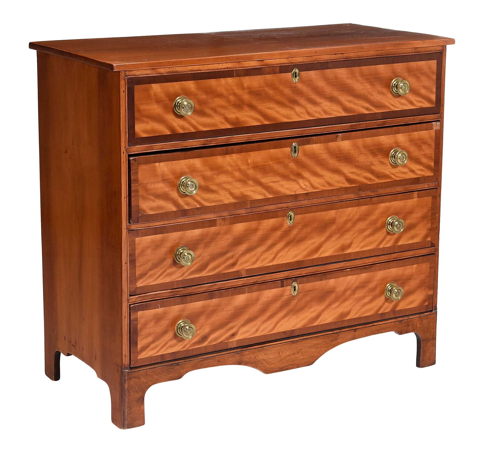 New England Federal Inlaid Mahogany and Maple Four Drawer Chest (1 of 8)