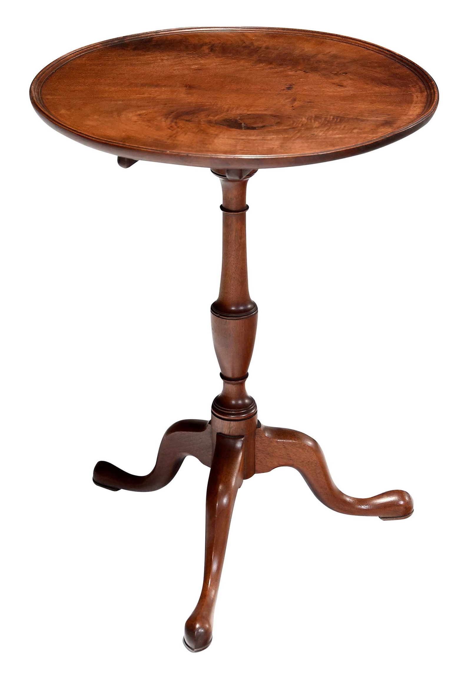 American Chippendale Figured Walnut Tilt Dish Top Candlestand (1 of 4)