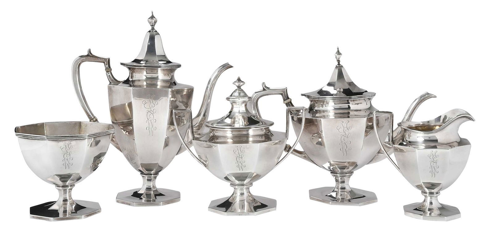 Five Piece Gorham Sterling Tea Service (1 of 6)