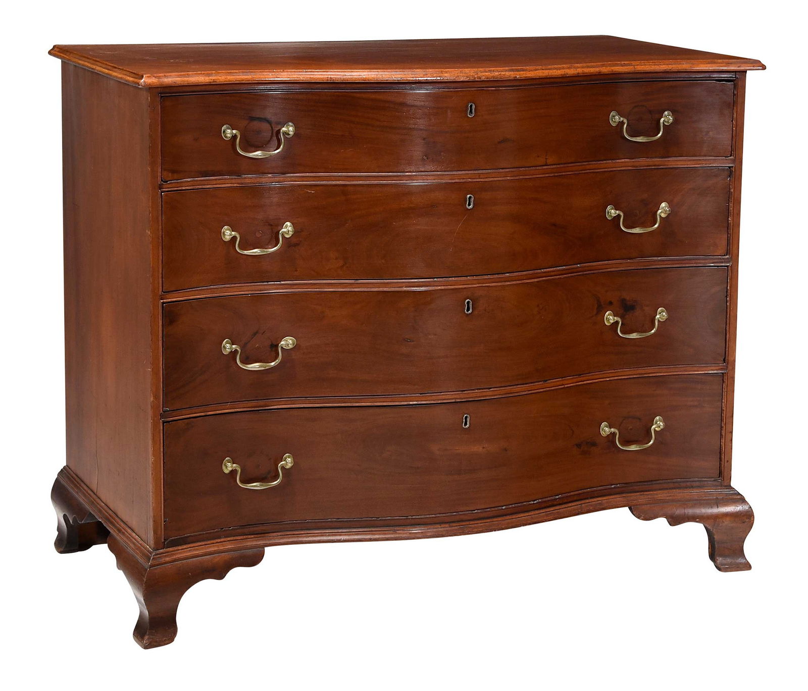 New England Chippendale Figured Mahogany Serpentine Chest of Drawers (1 of 10)