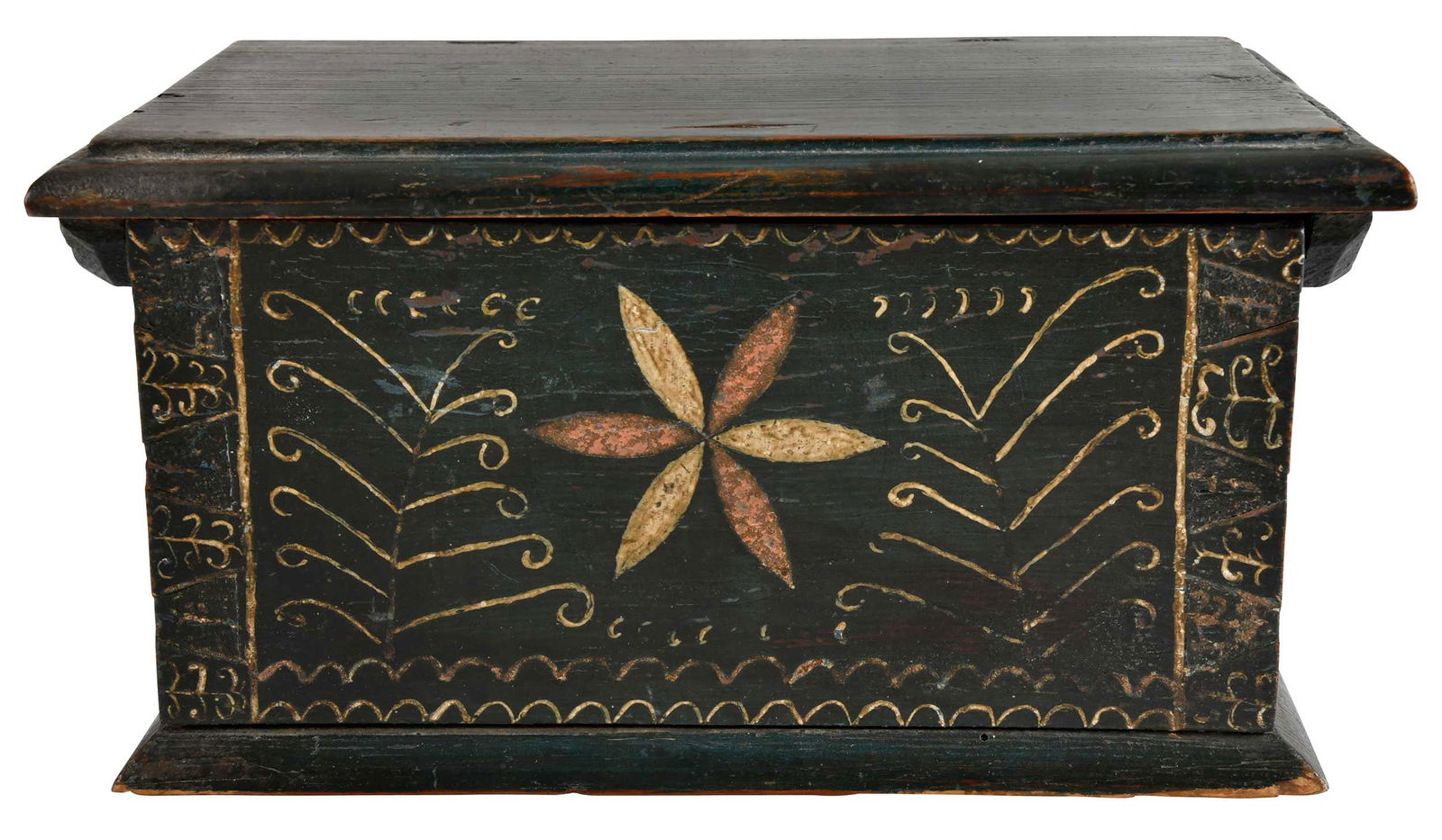 American Folk Art Painted Yellow Pine Dresser Box (1 of 10)