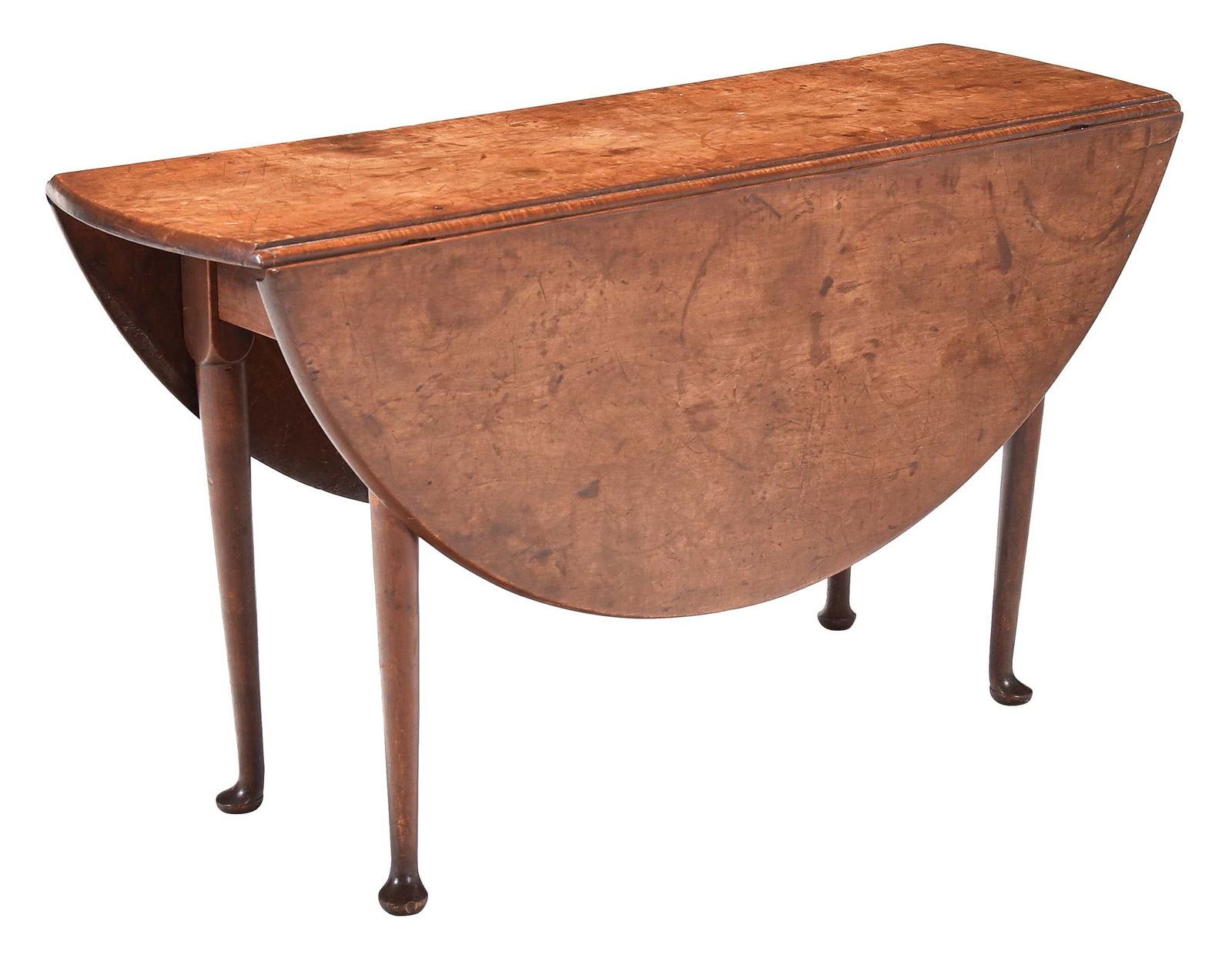 American Queen Anne Tiger Maple Drop Leaf Table (1 of 4)