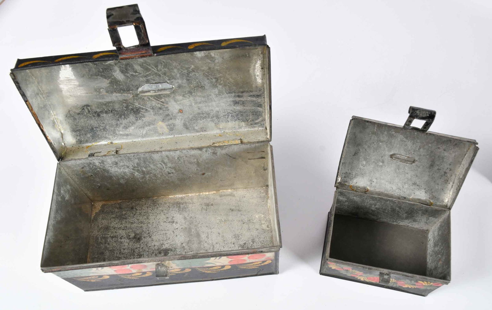 Five Paint Decorated Black Toleware Boxes - 3