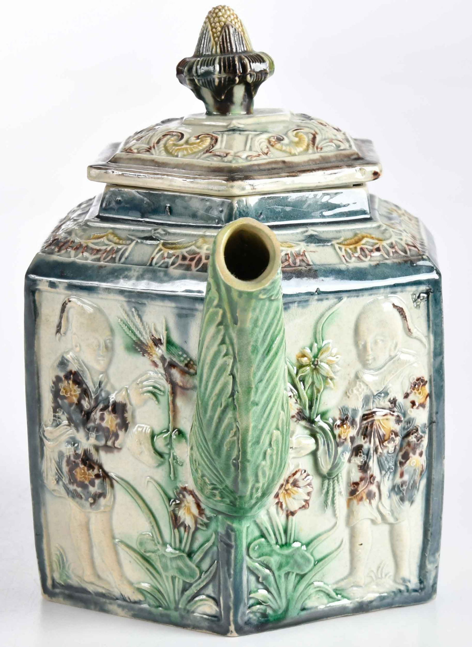 Whieldon Type Hexagonal Teapot - 2