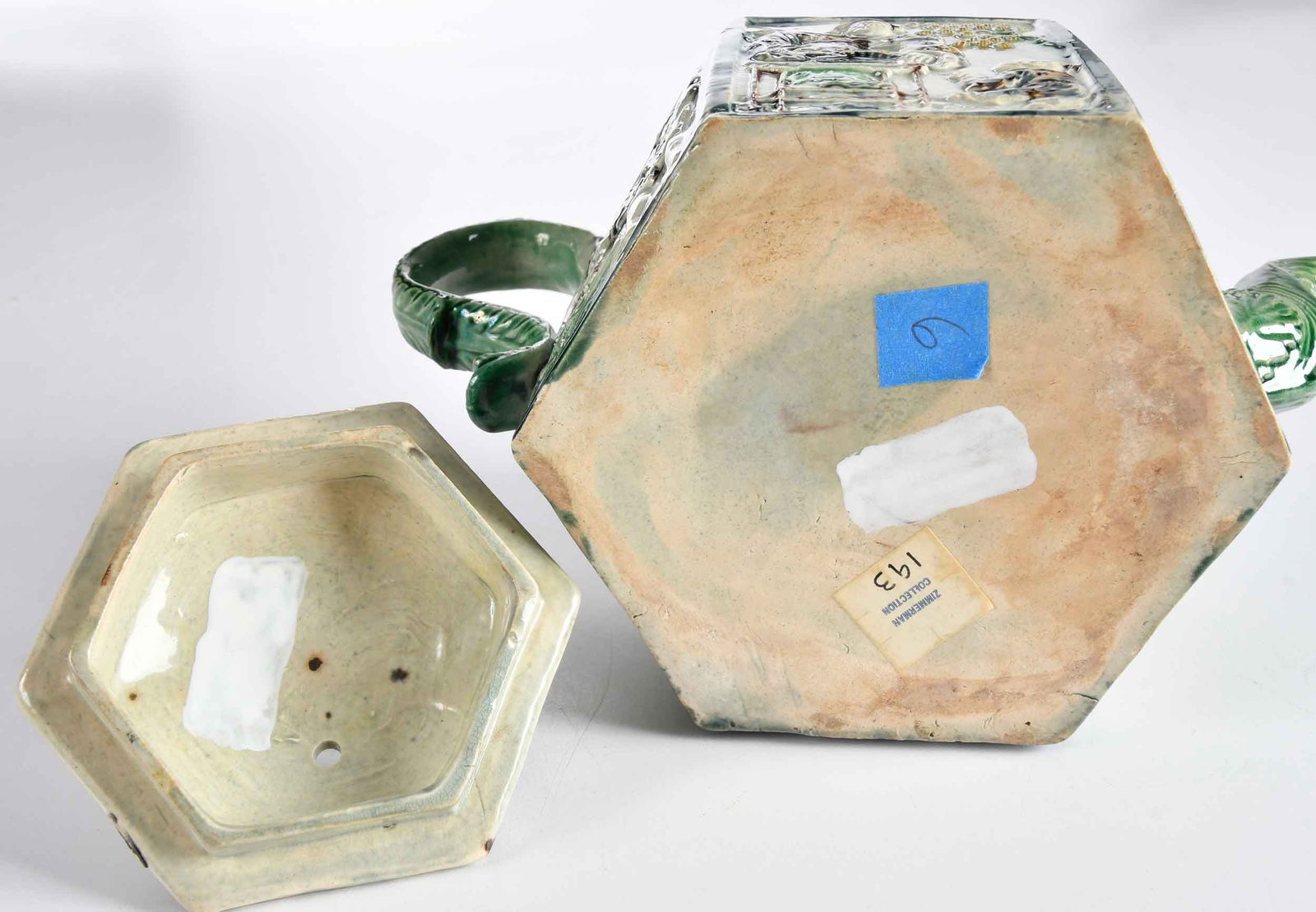 Whieldon Type Hexagonal Teapot - 6