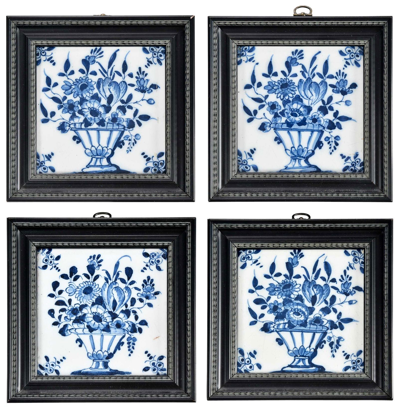 Four Framed Bristol Blue and White Delft Tiles (1 of 3)