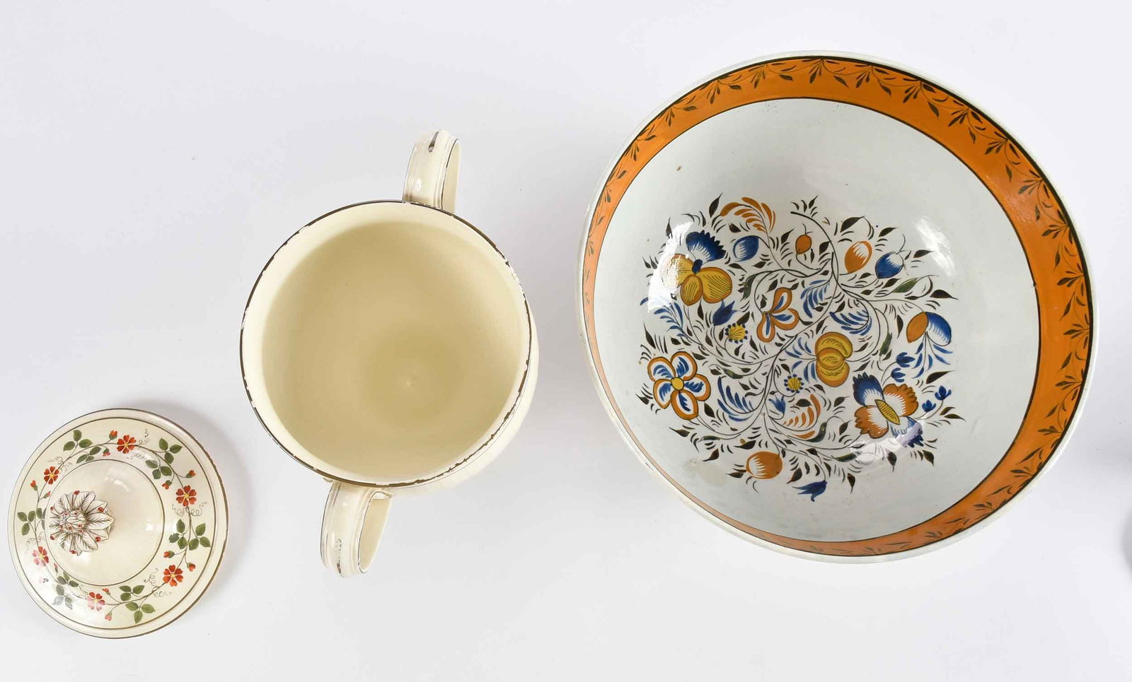 Two English Enamel Decorated Earthenware Table Objects - 4