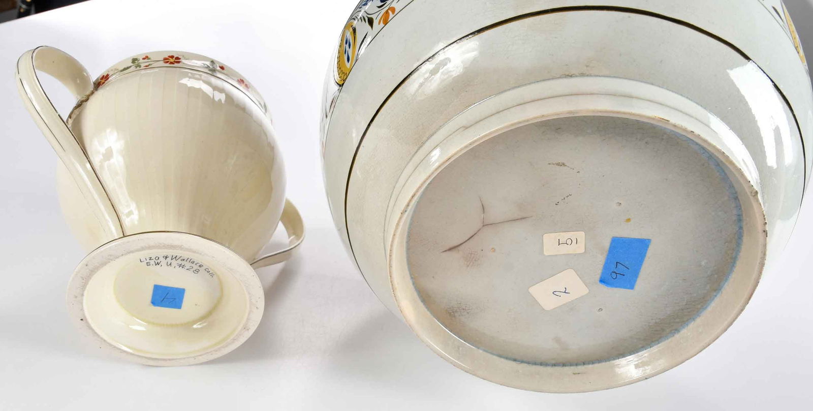 Two English Enamel Decorated Earthenware Table Objects - 5