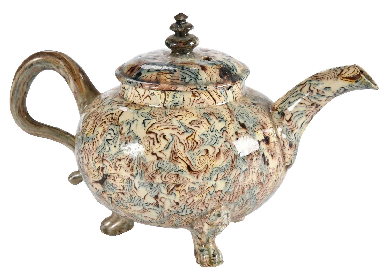 Staffordshire Solid Agateware Footed Teapot (1 of 9)