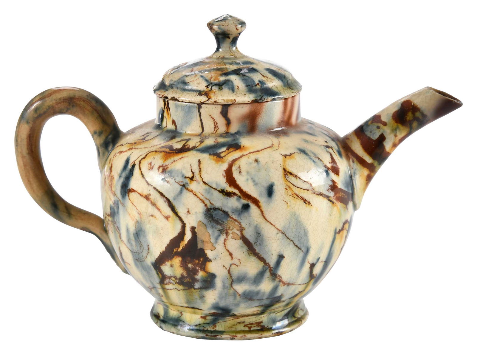 Staffordshire Agateware Covered Teapot (1 of 9)