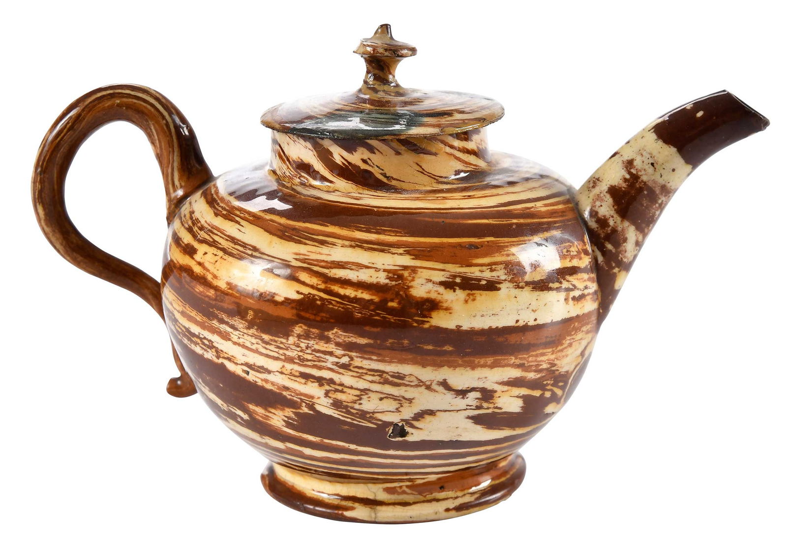 Staffordshire Agateware Covered Teapot (1 of 8)
