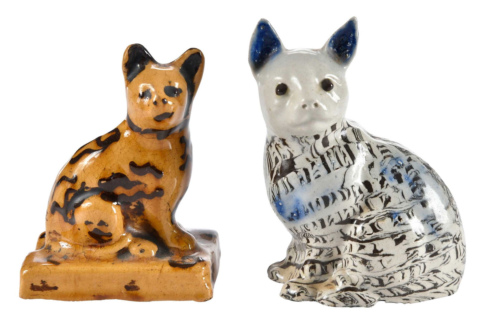 Two English Staffordshire Ceramic Cat Figures (1 of 8)