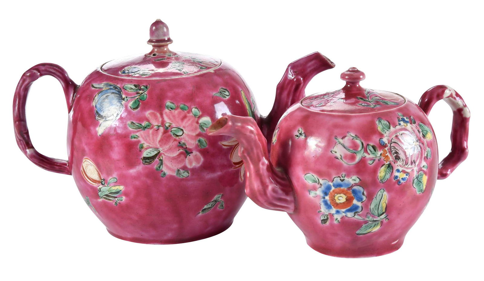 Two Staffordshire Pink Ground Salt Glazed Covered Teapots (1 of 13)