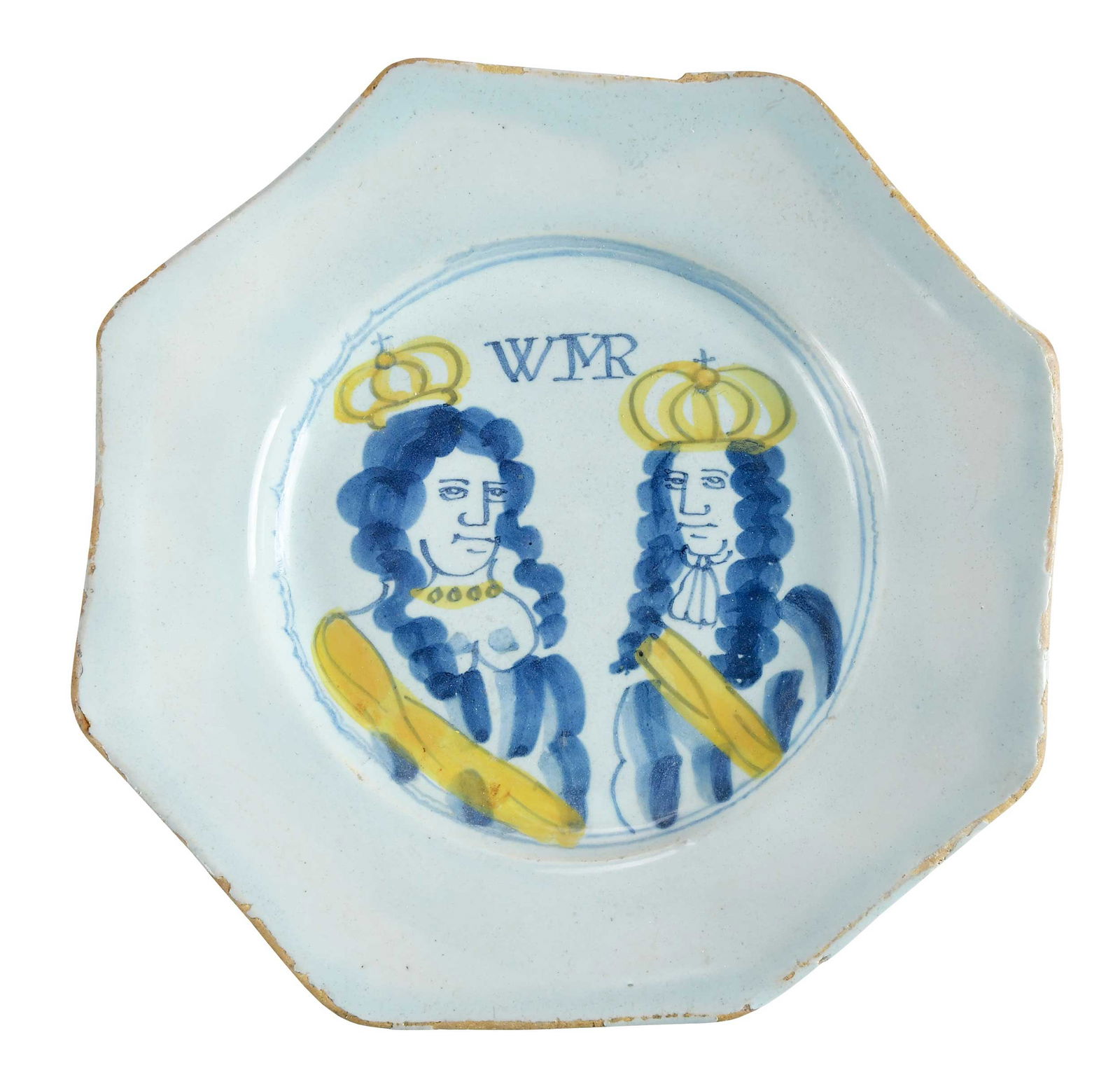 English Delft William and Mary Octagonal Plate (1 of 6)
