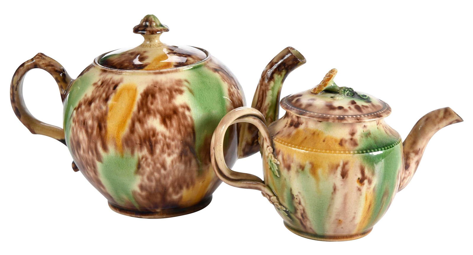 Two Small Staffordshire Whieldon Type Teapots (1 of 10)