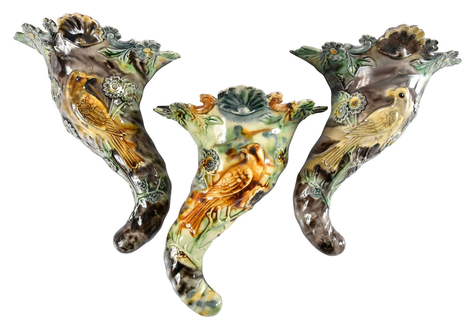 Three Whieldon Type Pottery Wall Pockets (1 of 8)