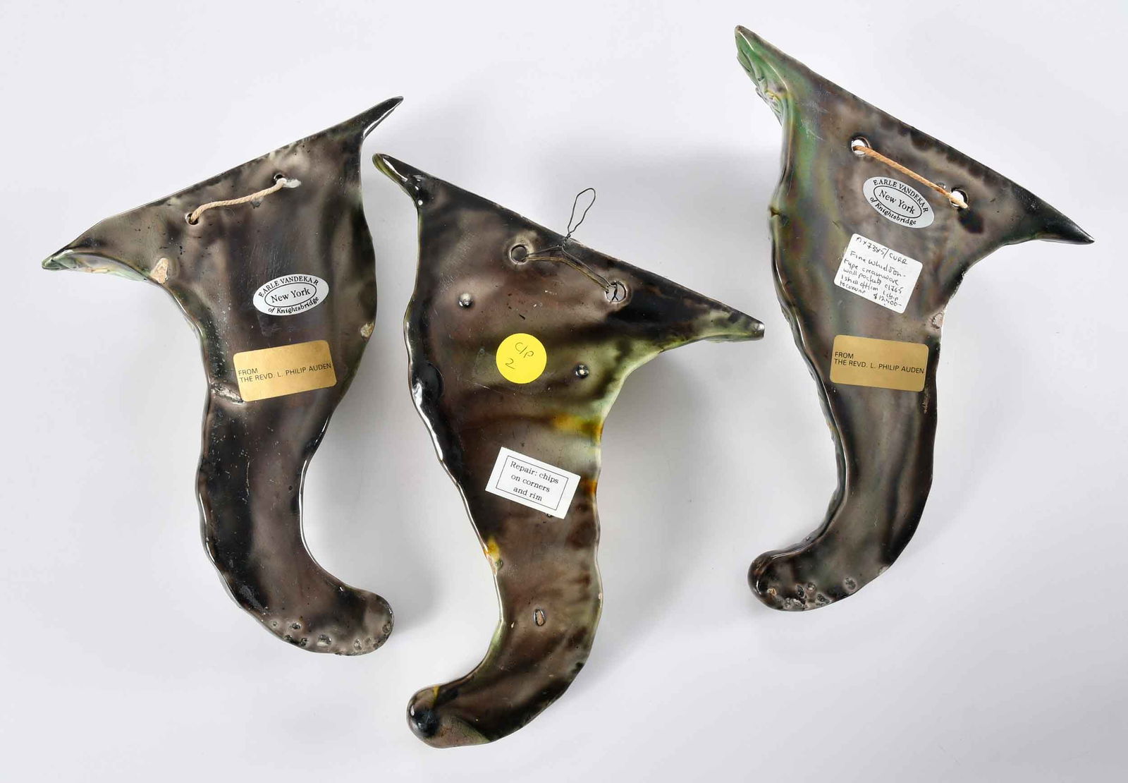 Three Whieldon Type Pottery Wall Pockets - 3