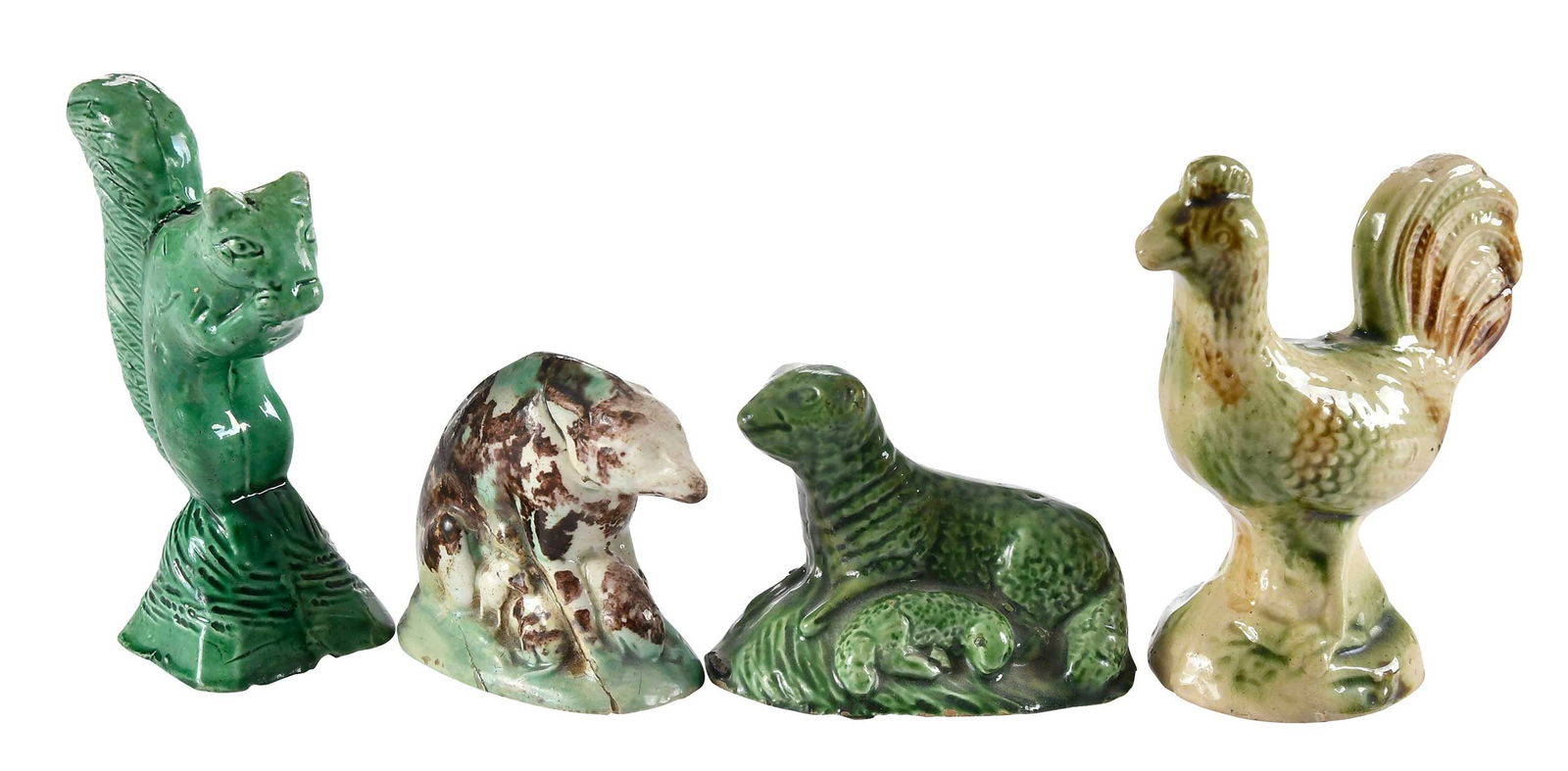 Four Miniature Staffordshire Whieldon Type Animals (1 of 6)