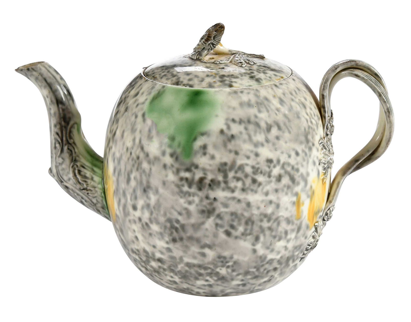 Staffordshire Whieldon Type Mottled Gray Glazed Teapot (1 of 10)