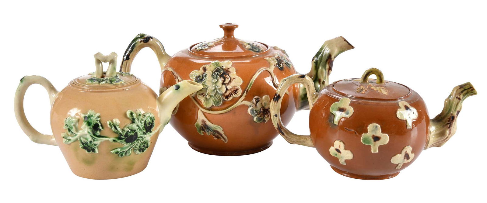 Three Staffordshire Astbury Type Covered Teapots (1 of 9)