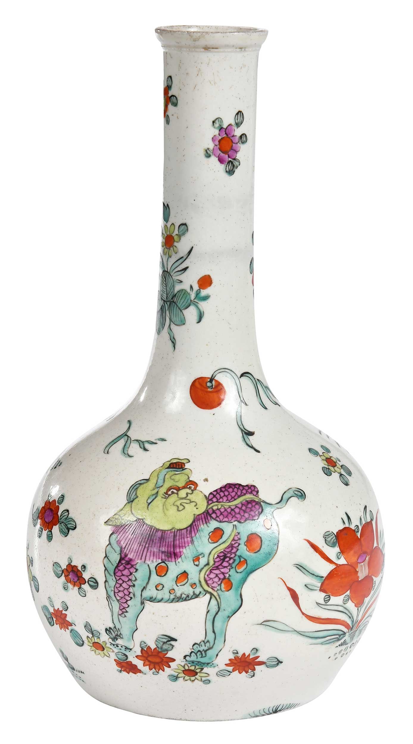 Staffordshire Salt Glazed Guglet with Chinoiserie Decoration: mid to late 18th century, 9 x 4-1/2 x 4-1/2 in. Provenance: Wynn A. Sayman, Richmond, Massachusetts (label); Collection of Dr. Richard and Carol Lamb, Kennett Square, Pennsylvania