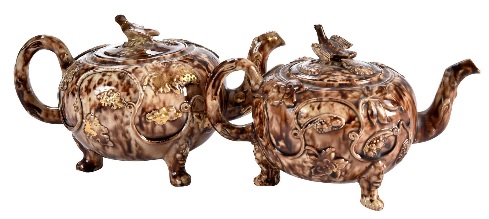 Two Staffordshire Whieldon Type Tortoiseshell Teapots (1 of 10)