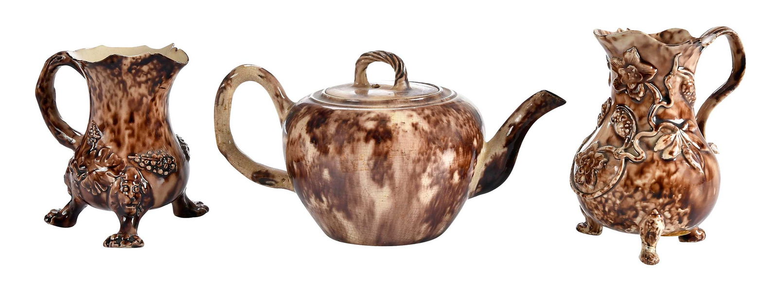 Three Pieces Staffordshire Whieldon Type Tortoiseshell Teaware (1 of 7)