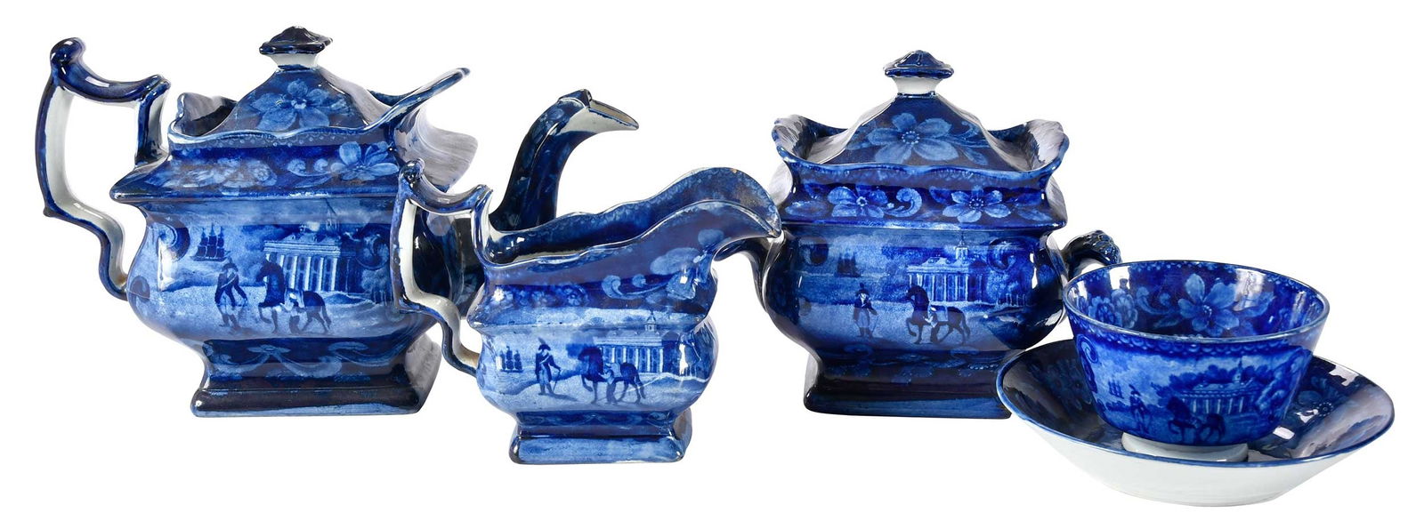 Five Historic Blue Staffordshire Table Objects (1 of 11)