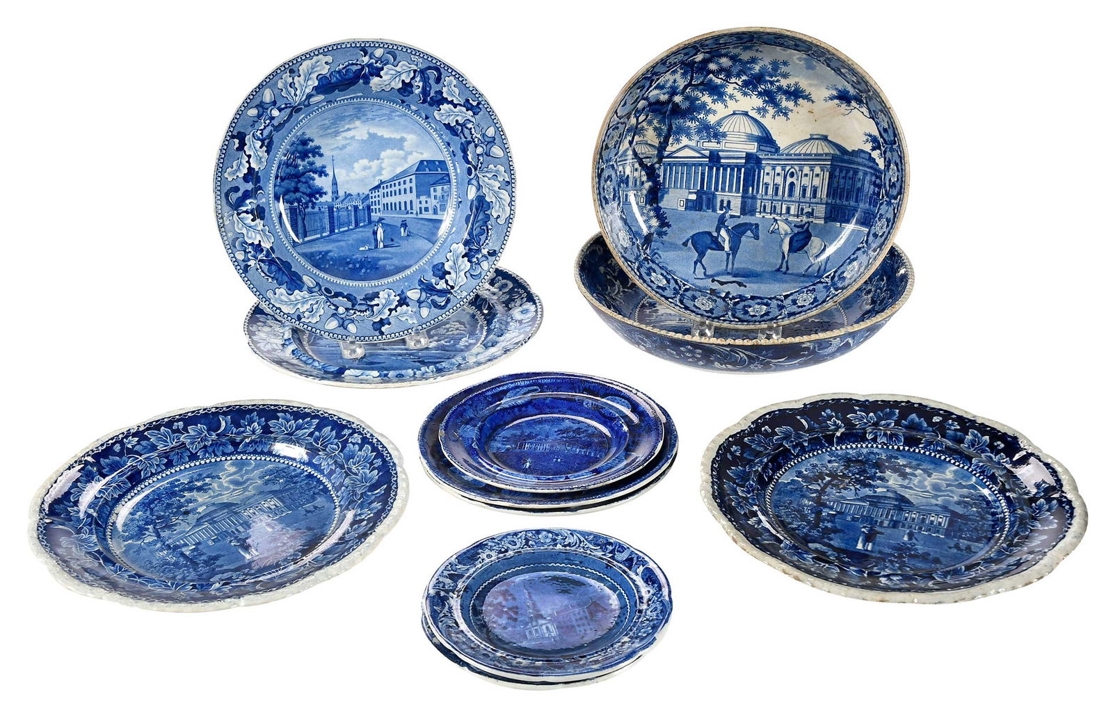 Eleven Historic Blue Staffordshire Dishes (1 of 16)