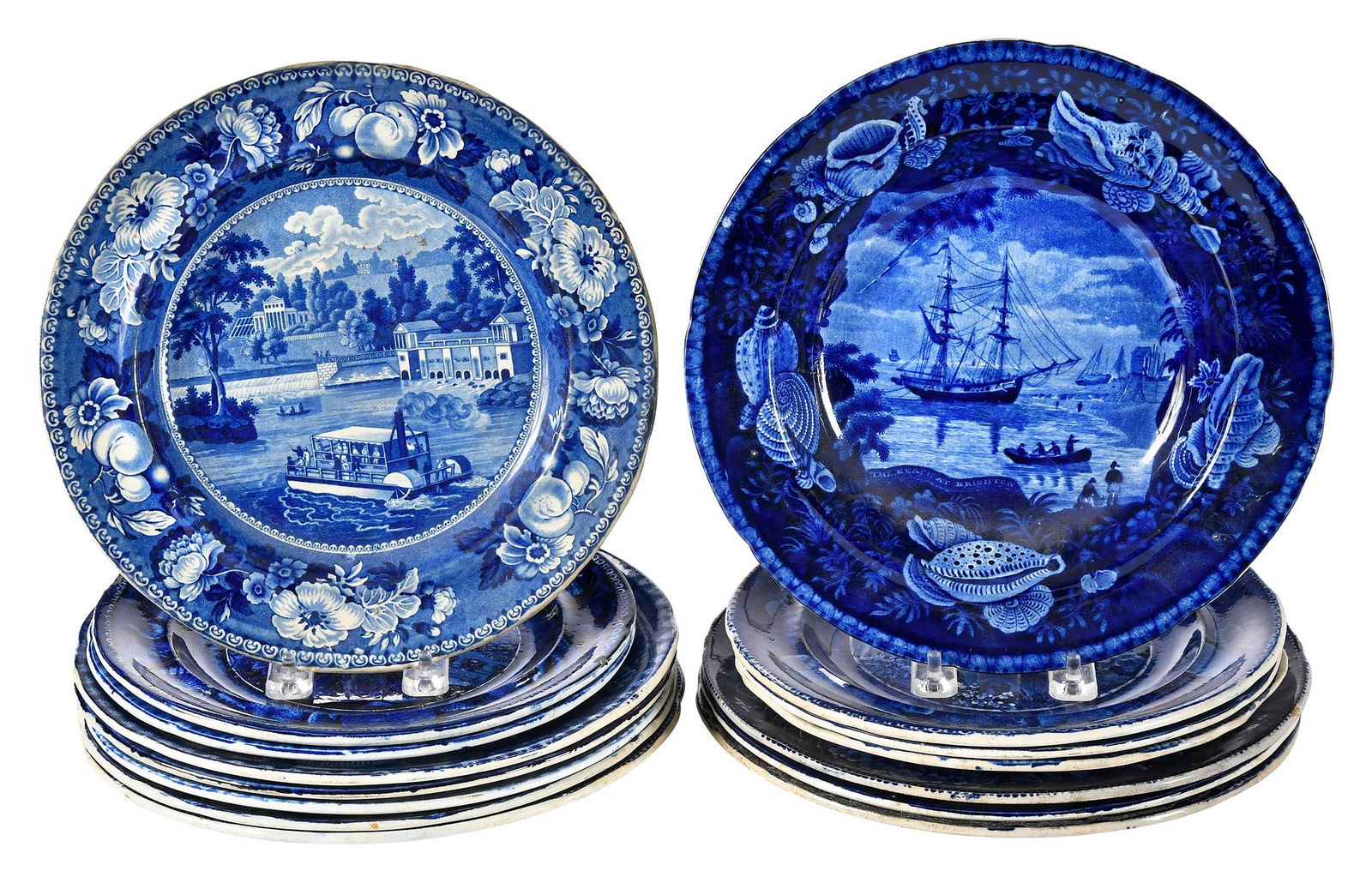 15 Historic Blue Staffordshire Plates (1 of 10)