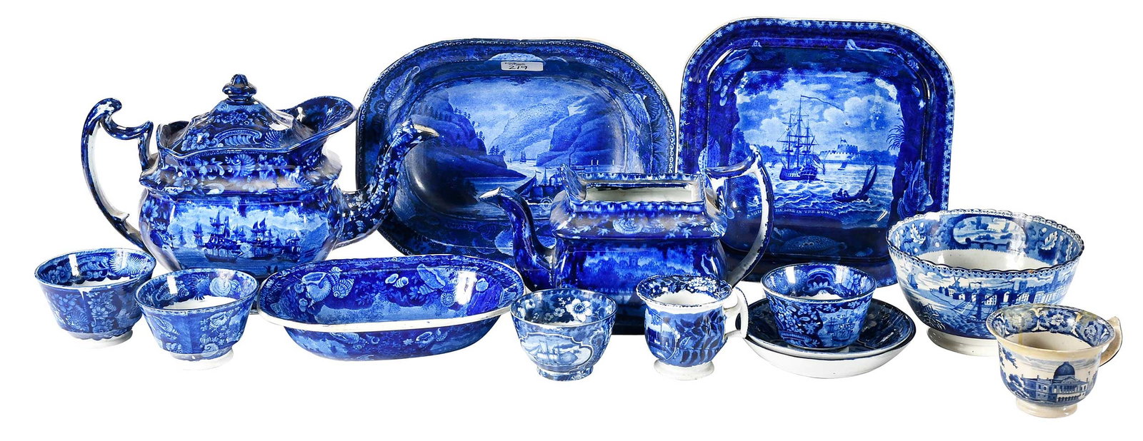 14 Assorted Historic Blue Staffordshire Table Objects (1 of 18)