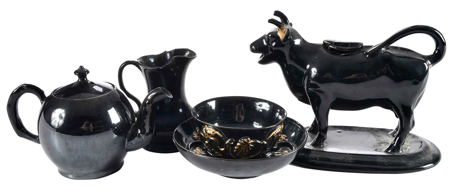 Five Pieces of English Jackfield Pottery Tableware (1 of 7)