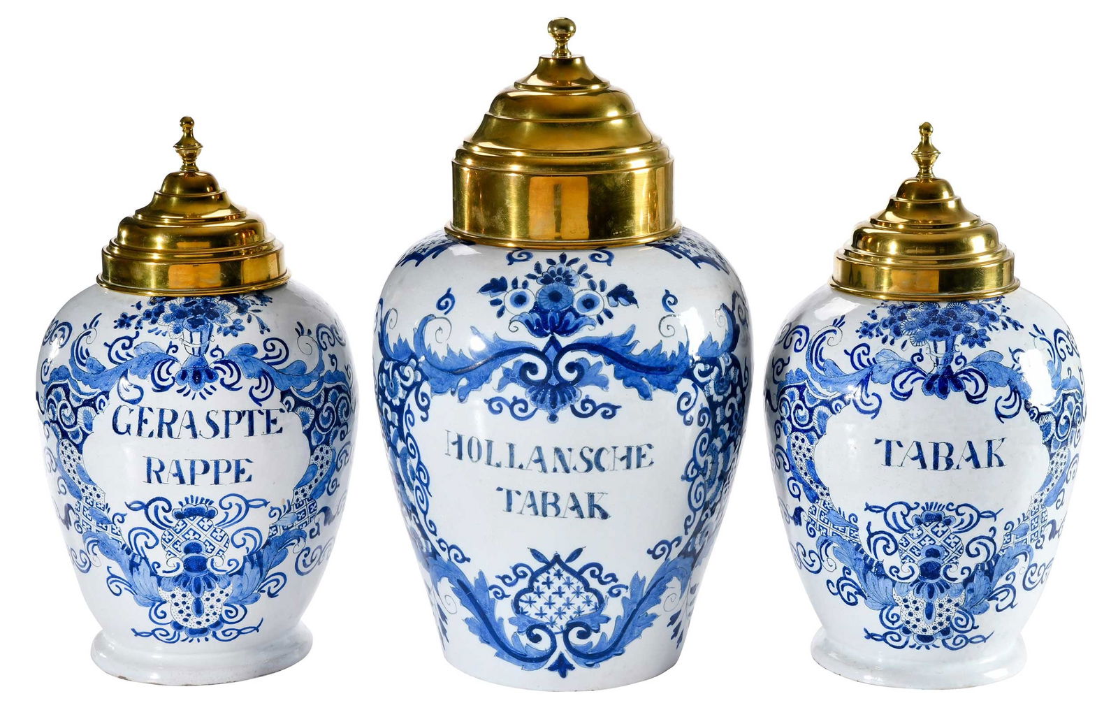 Three Blue and White Delft Brass Lidded Tobacco Jars (1 of 7)