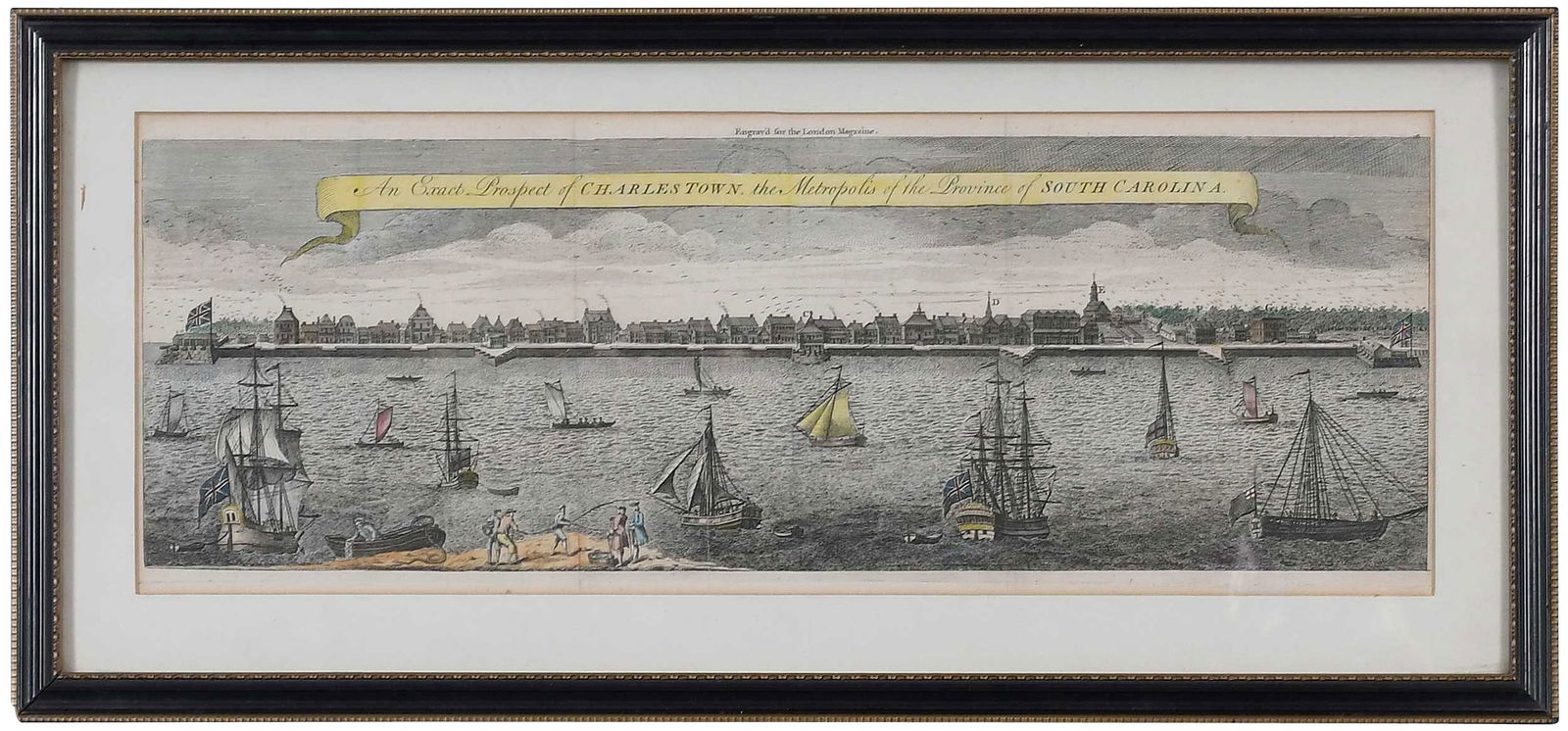 An Exact prospect of Charles Town, Engraving: South Carolina, titled "An Exact prospect of Charles Town, the Metropolis of the Province of South Carolina", circa 1762, published by [Gentleman's Monthly Intelligencia] (or [London Magazine]),