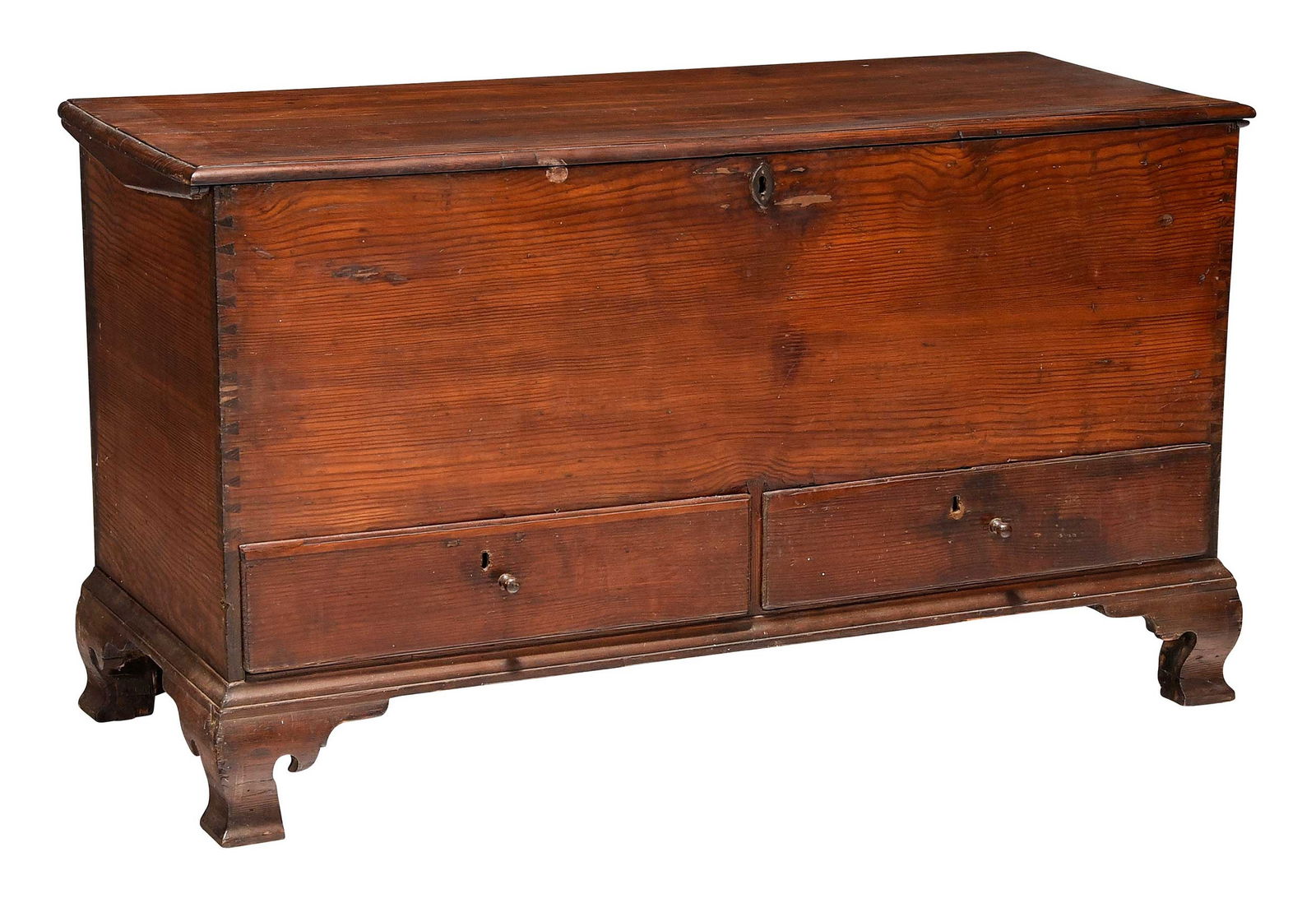 Southern Chippendale Yellow Pine Two Drawer Blanket Chest (1 of 9)