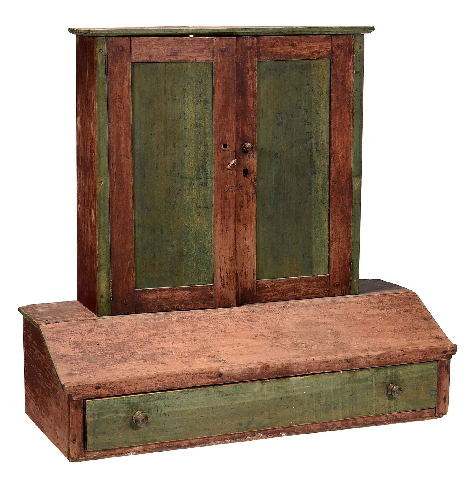 Southern Red and Green Painted Poplar Table Cabinet (1 of 7)