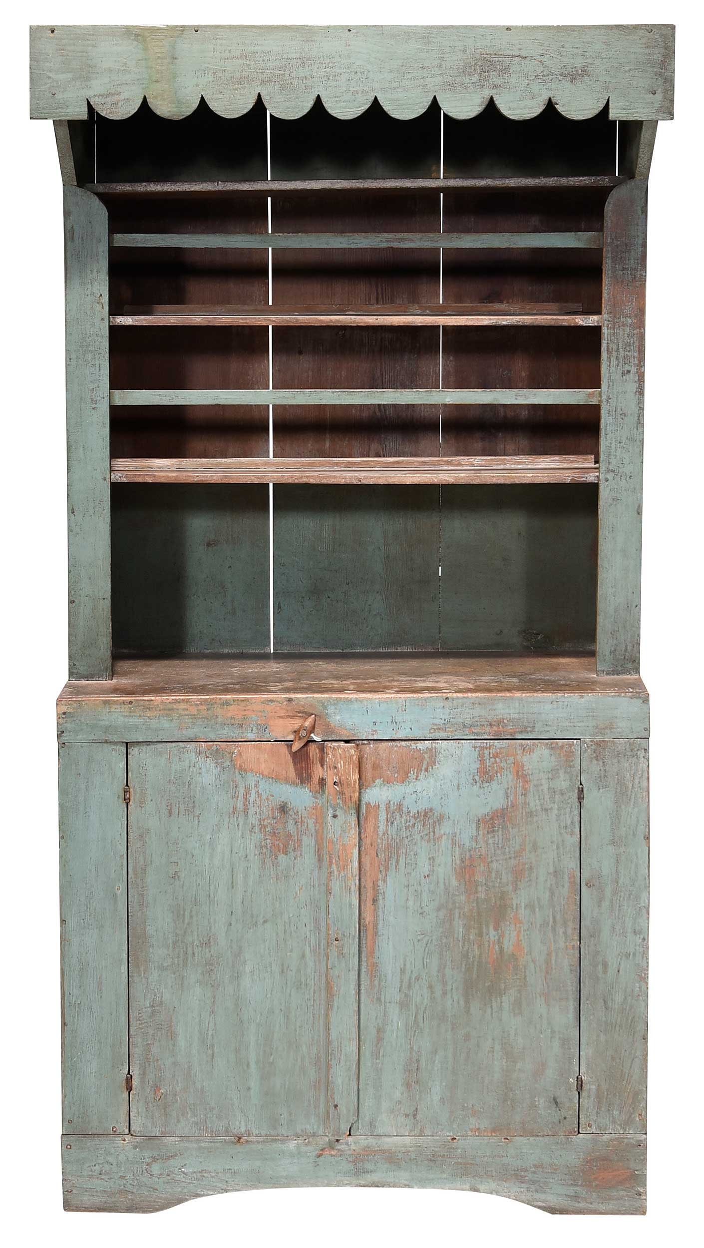 Georgia Federal Paint Decorated Step Back Pewter Cupboard, Jim Williams Provenance (1 of 8)